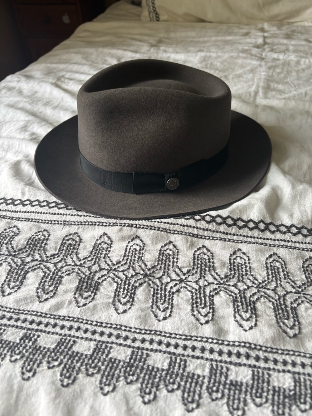 NWT Stetson Chatham Wool Men's Grey Felt Fedora with Black Band